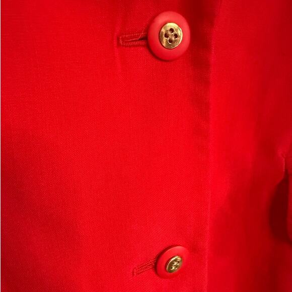 August Silk Red 100% Silk Blazer Women’s 8 Shoulder Pads Vintage Classic - Picture 5 of 8